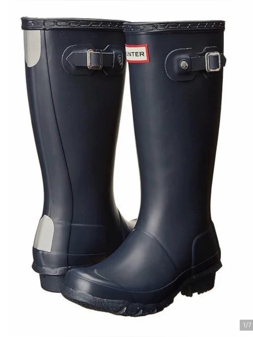 Kids' Original Matte Navy Waterproof Buckle Strap Rain Boots, MSRP $105, B4/G5